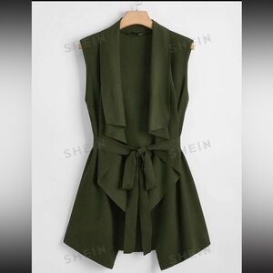 Green tank cardigan with tie